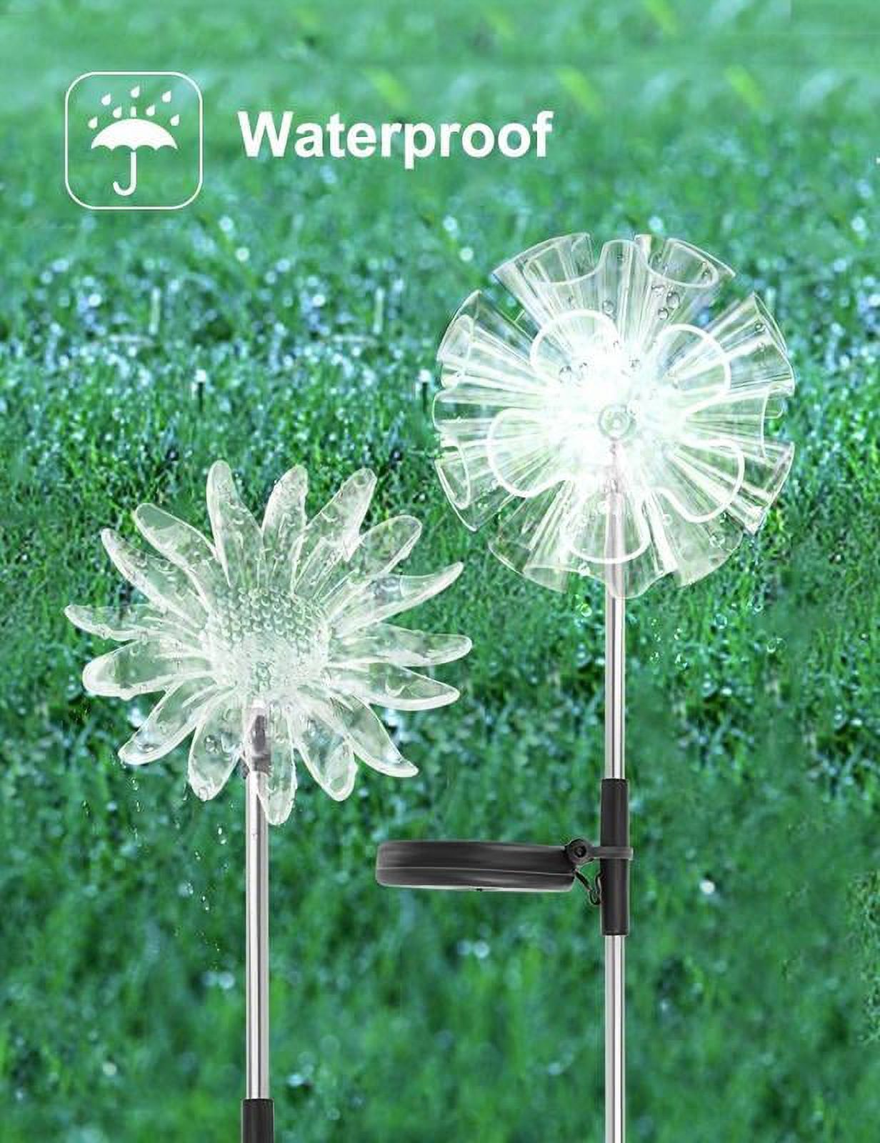 Qishi 7 Color-Changing LED Solar Garden Stake Lights, 3 Pack Outdoor Solar Powered Flower Lights Waterproof Figurines Decor Landscape Pathway Lights for Garden, Yard, Lawn, Patio