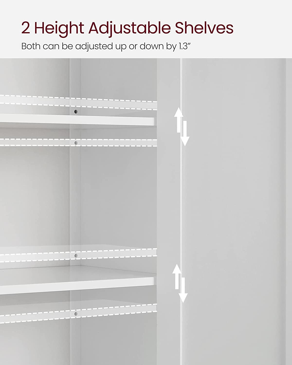 Freestanding Storage Cabinet with 2 Adjustable Shelves, Multi-Room Floor Organizer for Living Room Bathroom Kitchen, 31.5 Inch, White