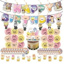 Stray Kids -SKZOO Animal Theme Birthday Party Decorations Set, Banner, Cupcake Toppers, Cake Topper, Balloons, Plates and Stickers for Kids, Cute Cartoon Animal Characters