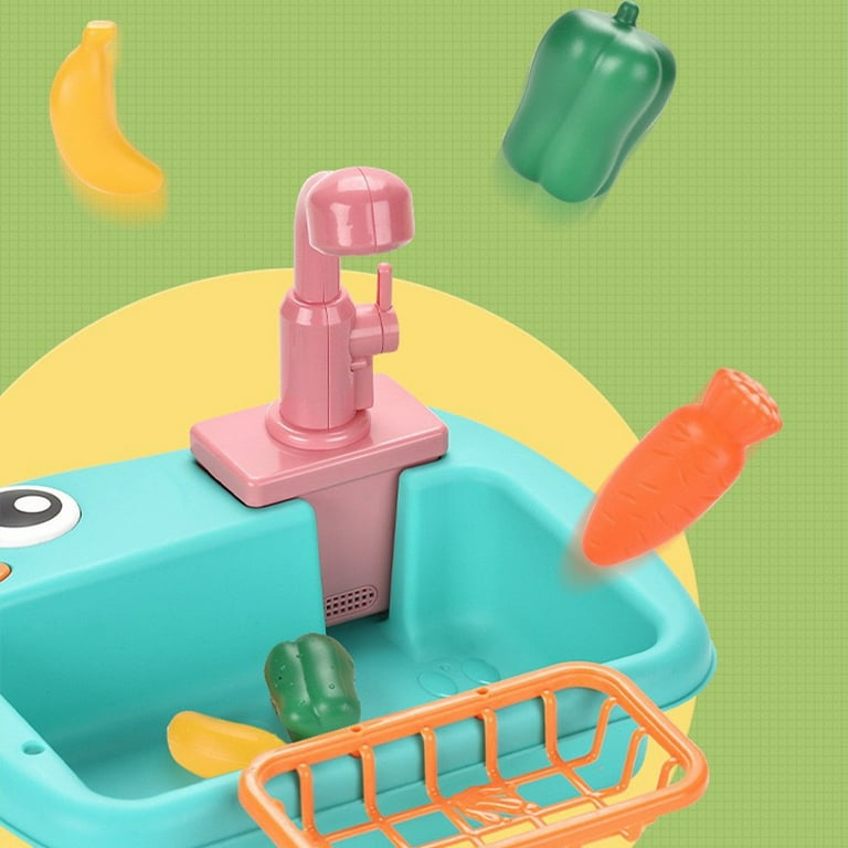KYAIGUO Kids Kitchen Play Sink Toy with Running Water Toddler