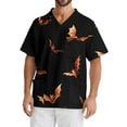 thumbnail image 5 of Domuza Scrub Tops Men Oversized V-Neck Short Sleeve Spooky Horror Print Carer Top Comfort Soft Elastic Working Uniform with Chest Pockets Light Brown S, 5 of 5