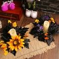 thumbnail image 5 of Halloween Candle Garland, Artificial Wreath Black Purple Leaves with Colorful Flowers, 11.81 Inch Halloween Table Centerpiece Home Kitchen Farmhouse Decor., 5 of 6