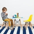 thumbnail image 3 of 2xhome - Set of 2 Kids Chairs Toddler Size Plastic Dining Room or Craft Chairs with Natural Wooden Legs, Yellow, 3 of 8