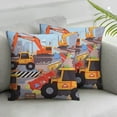 thumbnail image 3 of Construction Twin/Full Size Bed Comforter for Young Boys with Dump Trucks and Bulldozers; Toddler Boy Bedding for Building Decor; All Season Orange, Yellow and Blue Comforter, 3 of 7