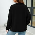 thumbnail image 5 of Quarter Zip Pullover Sweatshirt Women Long Sleeve Turn-down Collar Plain Pullover Textured Fall Winter Casual Tops (XL, Black), 5 of 6