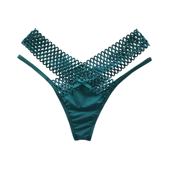 WTOBBY Women's Ice Silk Low-Rise G-String, Sheer Lace T-Back Underwear, Breathable Hollow Out Design, Comfortable Thong Panty, Invisible No Show Technology ,Dark Green