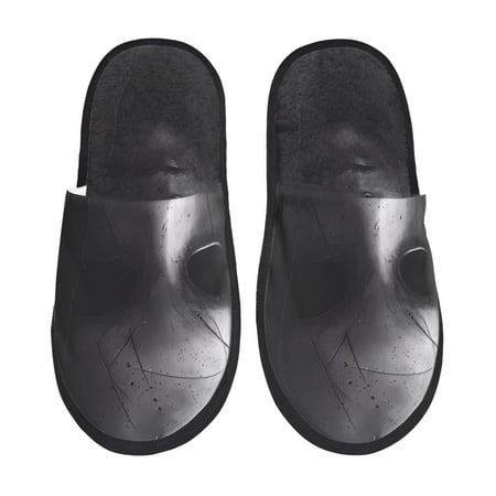 Balery Mystical Masked Figure Monochrome Slient Indoor Furry Fleece Comfort House Shoes Soft Non-Slip Home Shoes Cotton slippers House Slippers-- Large