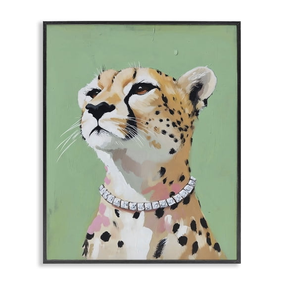 Stupell Industries Contemporary Glam Cheetah with Jewels Black Framed Giclee Art, 11 x 14, by The Prints Vibe