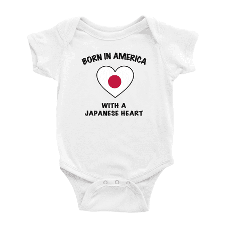 

Born In America With A Japanese Heart Funny Baby Clothing Bodysuits For Boy Girl