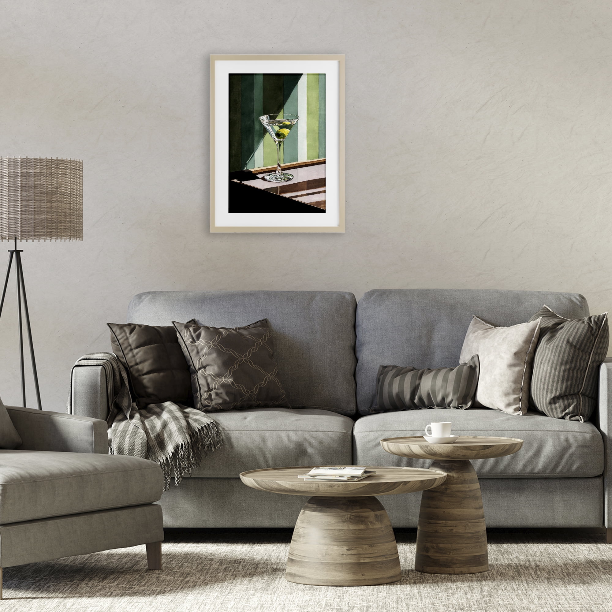 Stupell Industries Olive Martini in Sun Beam Birch Framed Print Under Glass, design by Petal Prints Design