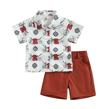 

Sunisery Kids Baby Boys Short Sleeve Button Down Shirt Shorts Suits 2T 3T 4T 5T 6T Outfits Summer Clothes Gentleman 2-Piece Set