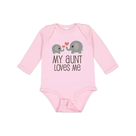 

Inktastic My Aunt Loves Me Gift Baby Boy or Baby Girl Long Sleeve Bodysuit