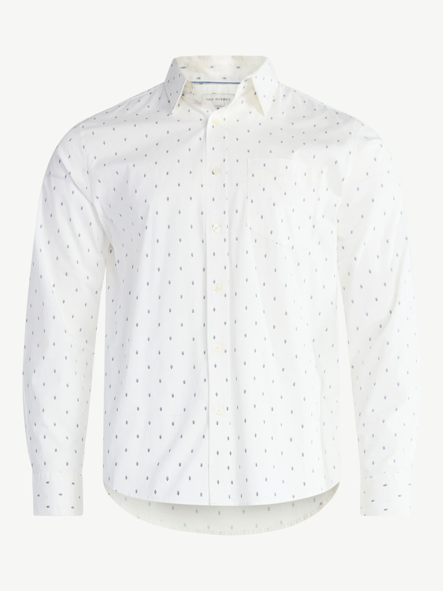 Free Assembly Men's Button Front Poplin Oxford Shirt with Long Sleeves, Sizes XS-3XL