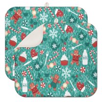 Green Christmas Baking Pattern Dish Drying Mat for Kitchen 1 Pack, Ultra Absorbent Microfiber Dishes Drainer Mats,16x18in(41x46cm)