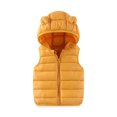 thumbnail image 4 of Kids Bear Ear Hooded Puffer Vest Boys Girls Sleeveless Quilted Warm Gilet Full Zip Lightweight Padded Vest for Toddlers Fall Winter School Daily Outdoor Wear(3-4 Years,Yellow), 4 of 4