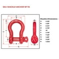 thumbnail image 5 of (2 Pack 1-1/2" Anchor Shackle Forged Carbon Steel w/Alloy Screw Pin WLL 17 Tons (34,000 lbs) | Double Rust Protection Heavy Duty D Ring Shackle for Towing, Rigging & Vehicle Recovery, 5 of 9