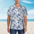 thumbnail image 4 of Lsque Blue Paisley pattern Hawaiian Shirt for Men, Unisex Summer Beach Casual Short Sleeve Button Down Shirts-Small, 4 of 9