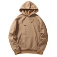 thumbnail image 2 of Sudadera Unisex Modelo Canguro Liso Marrón Claro con Capucha y Bolsillo Deng Xun unisex, 2 of 2