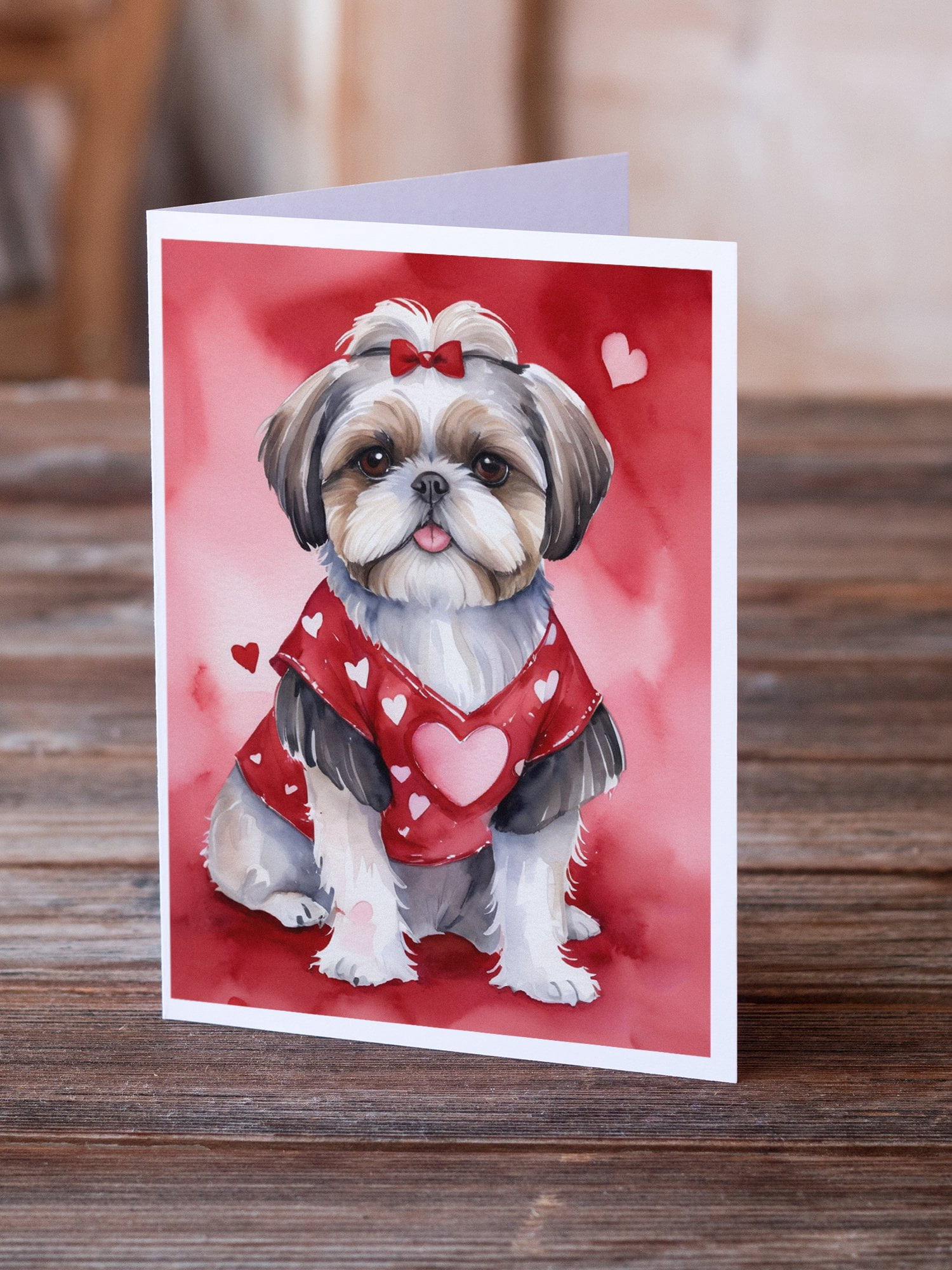 Shih Tzu My Valentine Greeting Cards Pack of 8 7 in x 5 in