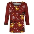 thumbnail image 5 of Bzhegqhd 3/4 Length Sleeve Tops for Women Christmas Printed Blouse Round Neck Pullover T-shirts Loose Fit Casual Fashion Tee Holiday Party Wear Soft Comfortable Gift, 5 of 5