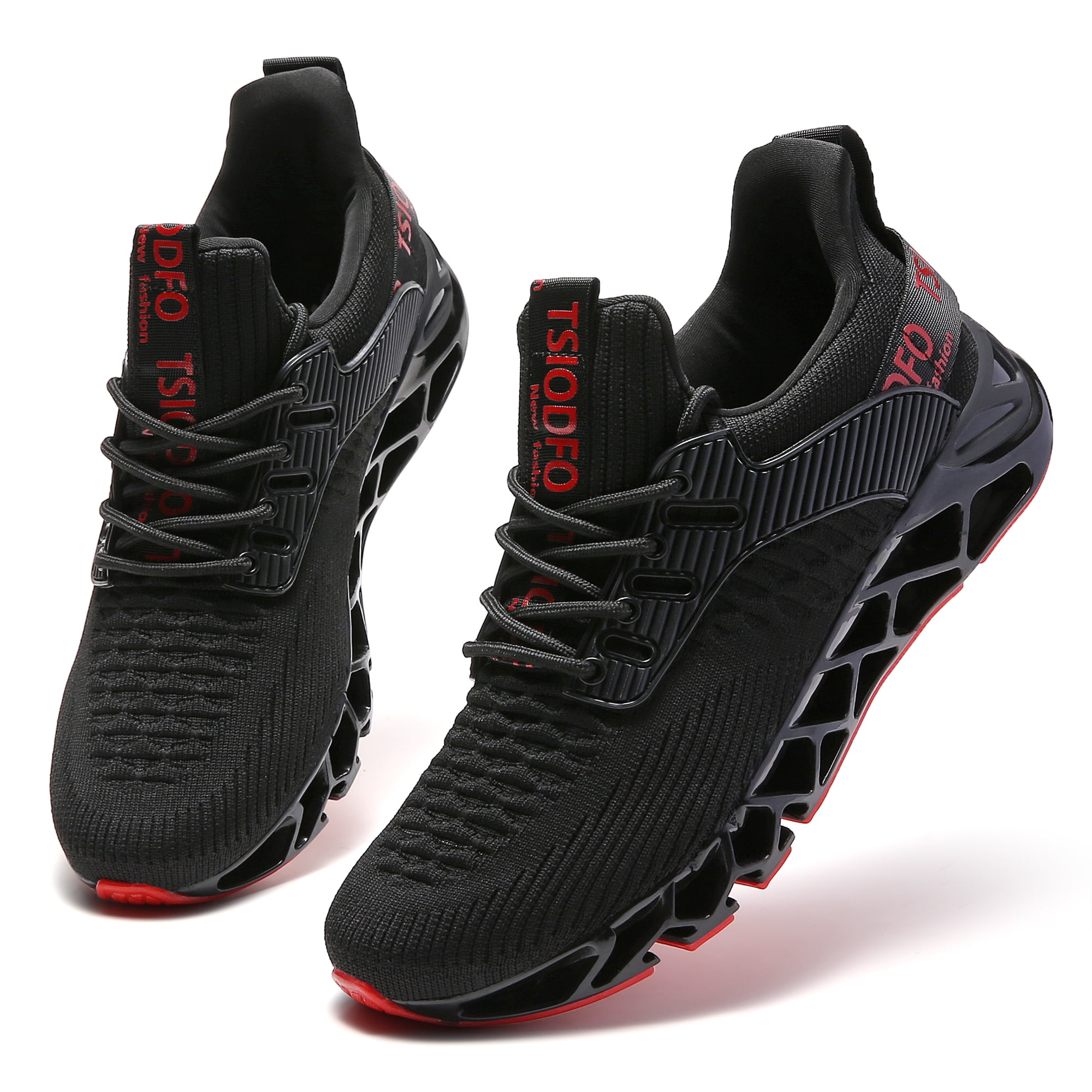 Slip on Sneakers for Women Running Shoes Tennis Walking Shoes Ladies Gym Workout Jogging Fashion Sneaker Black Red Size 6.5
