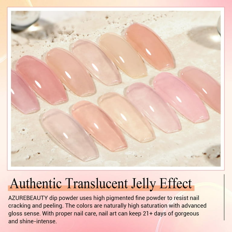 AZUREBEAUTY Dip Powder Set 6 Pcs Translucent Nude Pink Sheer Color Natural Clear Dipping Powder Milky Jelly Effect French Nail Art Starter Manicure
