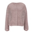 thumbnail image 6 of Crunowin Women's Fashion Sweater, Long Sleeve Hollow Out Knitted Solid Color Crewneck Casual Pullover Tops Pink M, 6 of 6