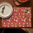 thumbnail image 4 of Red Christmas Gingerbread and Mitten Pattern Summer Placemats Table Placemats Set Of 6-Linen Kitchen Washable Placemats Table Mats 11.8"x17.7" Non-Slip Heat Resistant, 4 of 5