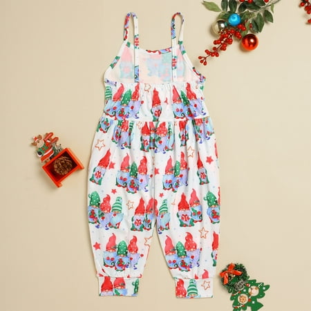 

nsendm Jumpsuit for Girls Toddler Girls Christmas Sleeveless Cartoon Prints Romper Jumpsuit With Baby Girl Sweater Romper Childrenscostume White 18-24 Months