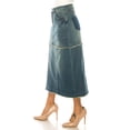 thumbnail image 4 of Be-Girl Women's Denim Skirt, Tiered Frayed Hem, Long Length - SG-89215, 4 of 7