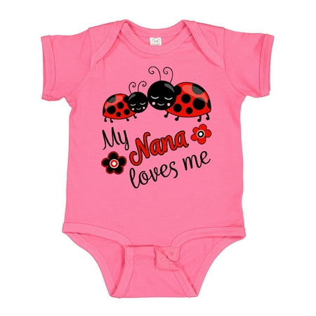 

Inktastic My Nana Loves Me with Cute Ladybugs Gift Baby Boy or Baby Girl Bodysuit
