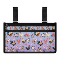 COEQINE Rooster Flowers Wheelchair Armrest Side Hanging Storage Bag for Adults Wheelchair Side Bags for The Armrest Wheelchair Arm Bags Pride Go Ride Accessories