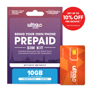 Ultra Mobile 30 Day Wireless Prepaid SIM Card Kit, 10GB Plan