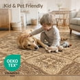 thumbnail image 4 of ODIKA Throw Interlocking Tan Tiled Symmetrical Border Entryway Non-Slip Chair-Friendly for Dining Room, Under Table, Home Office, 4 of 7