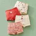 thumbnail image 2 of FINALGANG Girls 4 Pack Boyshorts With Cartoon Prints Kids Teen Breathable Comfortable Underwear With Bows For Casual Daily Wear Red 7-8 Years, 2 of 3