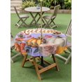 thumbnail image 3 of Outdoor Tablecloth with Umbrella Hole and Zipper, Fall Round Table Cloth 54 Inch Waterproof Tablecloth, Thanksgiving Orange White Pumpkin Mushroom Rose Picnic Table Cover for Patio Camping, 3 of 7