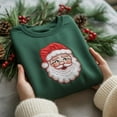 thumbnail image 2 of Vintage Santa Claus Embroidered Christmas Shirt, Retro Santa Face Holiday Tee, Cute St Nick Crewneck, Classic Christmas Embroidery Gift, 2 of 5