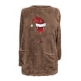 thumbnail image 4 of Pisexur Fuzzy Chandails de Noël pour Femmes Doublés en Molleton à Manches Longues à Col Rond Chandail d'Hiver Chaud Imprimé Verres de Vin Rouge Chandail de Noël à Enfiler Hauts avec Poches, 4 of 4