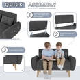 thumbnail image 5 of Walsunny 49" Loveseat Sofa Couch, 2-Seat Fabric Upholstered Sofa with 2 Removable Pillows, Modern Loveseat Couch, Wood Leg, Dark Gray, 5 of 7