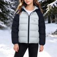 thumbnail image 6 of Zynoxe Puffer Jackets for Girls Winter Color Block Windproof Zip Up Long Sleeve Hoodies Casual Warm Quilted Padded Coat with Pockets, 6 of 7