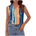 thumbnail image 4 of Craaazy Women's Loose Fit Printed Sleeveless Shirt - Comfy Collared Blouse for Effortless Chic Gifts, 4 of 6