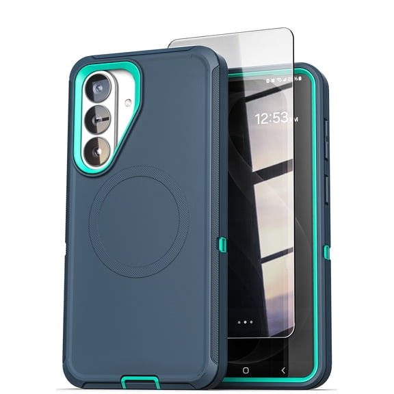 Encased for Samsung Galaxy S26 Plus Case, Ranger Series, Magnetic Heavy Duty Military Grade Protection with Screen Protector, Blue / Teal