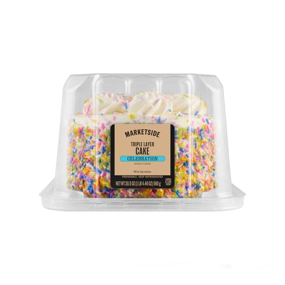 Marketside Triple Layer Celebration Cake with Sprinkles, 20.5 oz, 4.5-Inch Round (Refrigerated)