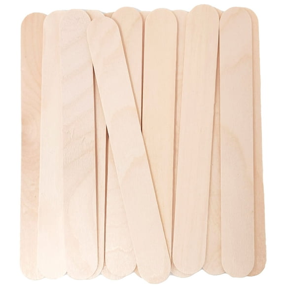 Makerstep Barras de cera multiusos de madera Jumbo de 6 pulgadas, paquete de 100. Espátulas aplicadoras de palitos de paleta grandes para depilación, ideales para depilación corporal, palitos de helad