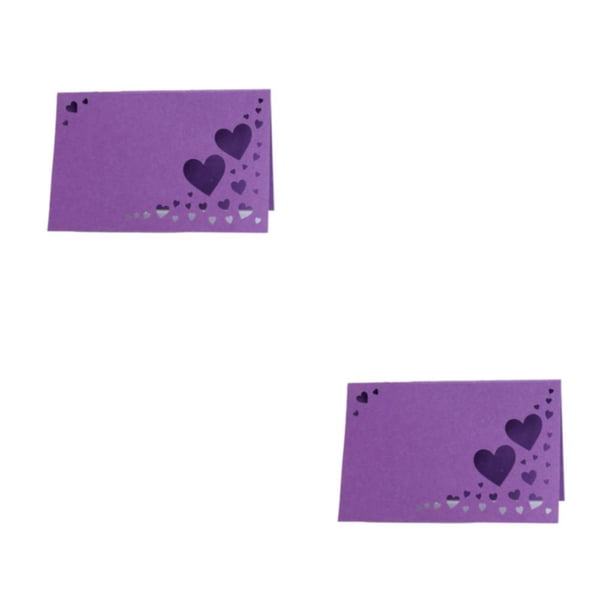 Naiovety 50 Uds. Pantalla de papel nombres de invitados con estilo con tarjetas de nombre de boda corazón ahuecado tarjeta de nombre de morado Morado oscuro 2Conjunto