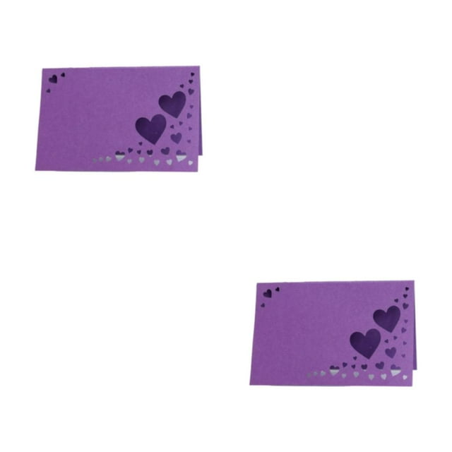 Decodeary 50x Personalize Table Settings With Heart Hollow Name Place Cards Durable Wedding Elegant Name Cards deep purple 2Set