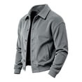 thumbnail image 2 of CCRFTGI Mens Corduroy Fleece Coat Laydown Collar Jacket Soft Casual Top with Storage Pockets Light Gray L, 2 of 6