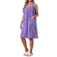thumbnail image 4 of INSPIRE CHIC Womens Shower Towel Snaps Wearable Dress Terry Wrap Bathrobe Spa Towelling Cover Up Gym Shower Bath Robe M Purple, 4 of 6