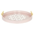 thumbnail image 2 of Kate and Laurel Caspen Glam Decorative Serving Tray, 15.5 Inch Diameter, Pink and Gold, Decorative Tray with Round Shape and Polished Gold Metal Handles for Storage and Display, 2 of 8