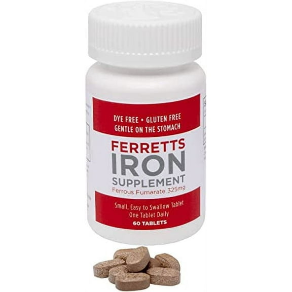Ferret Suppts Ironlement, Ferrous Fumarate 325mg - 60 tablets (Pack of 4)